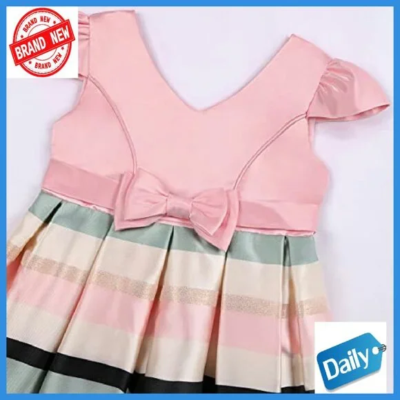 Girls Princess Bow Dress Sleeveless Knee Length Party Formal Occasion - Picture 7 of 7